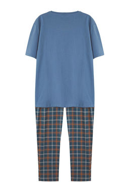 TRENDYOL MAN Lacivert Ekose Orme %100 Pamuk Regular Fit Pijama Tak?m? THMSS21PT0328 - Trendyolmilla фото 7