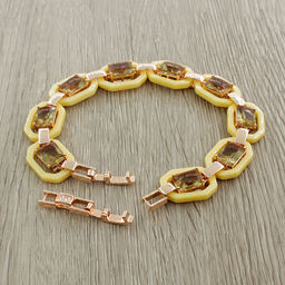 Браслет Октагон из желтой керамики с Султанитом покрытие под золото, длина 18см - Agat77 фото 3