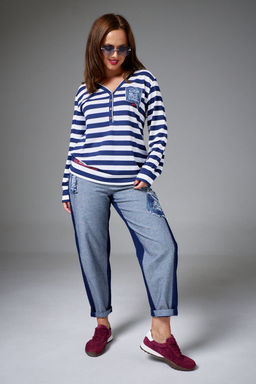 Джемпер AVE RARA 2248 бело-синяя полоска  фото 6