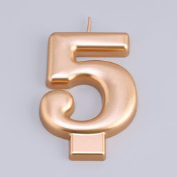 Цена за 3 шт. Свеча для торта «Европейская ГИГАНТ», цифра 5, 7 см, розовое золото