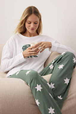 Trendyolmilla Cok Renkli %100 Pamuklu Y?ld?z Desenli Orme Pijama Tak?m? THMAW21PT0241  фото 14