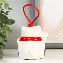 Сувенир керамика колокольчик Манэки-нэко белый 6х6,5х5,5 см - Simaland фото 4