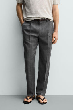 PANTAL?N REGULAR FIT 100% LANA / Gris - Zara фото 2