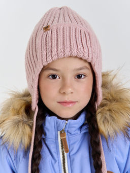 Шапка ушанка зимняя из смесовой шерсти Пудра - Bungly фото 3