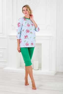 Пижама женская из футера Листик с бриджами - Амадэль фото 9