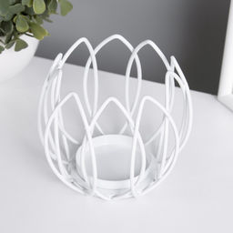 Металлический подсвечник на 1 свечу Цветок Магнолии, белый, d=5 см, 10.5?10.5?9 см