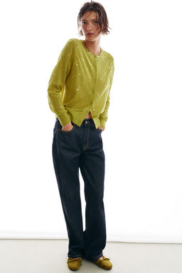 CHAQUETA PUNTO LENTEJUELAS / Verde manzana
