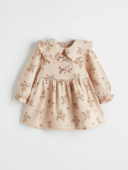 Bebe Yaka ?i?ekli K?z Bebek M?slin Elbise