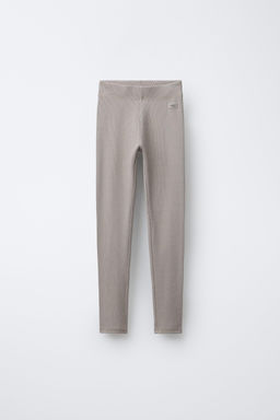 LEGGING RIB CON MODAL ETIQUETA / Gris topo