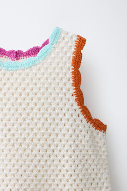 TOP PUNTO CROCHET CONTRASTES / Crudo - Zara фото 5