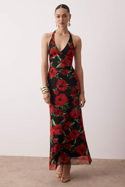 K?rm?z?-Cok Renkli Astarl? Tul Abiye Elbise TPRSS25AE00192 - Trendyolmilla фото 8