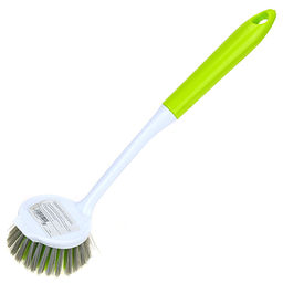 Щетка для посуды "Лайм" 27,5см круглая, с длинной пластмассовой ручкой (Китай)
