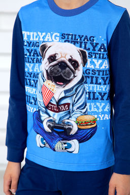 Пижама "Мопс",синий