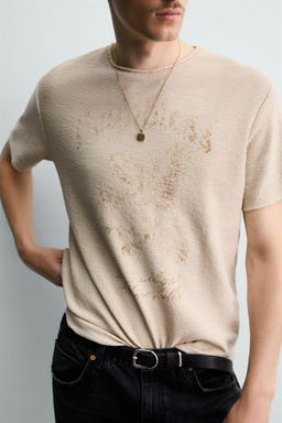 CAMISETA PUNTO ESTAMPADO LAVADO / Crudo