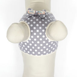 Комплект с мягкой шлейкой Горох, размер S, поводок 120 х 1,5 см, ОГ 28-62 см, серый - Пижон фото 5