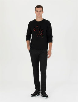 Siyah Slim Fit Kanvas Pantolon