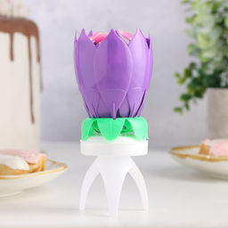 Свеча для торта музыкальная «Тюльпан», крутящаяся, фиолетовая, 14.5×6 см