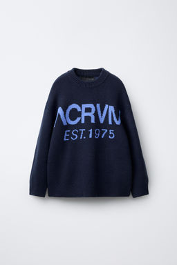 JACQUARD KNIT SWEATER WITH SLOGAN