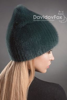 Шапка Бини норка изумруд