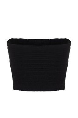 Siyah Straplez Gipeli Esnek Orme Bluz TWOSS23BZ01011