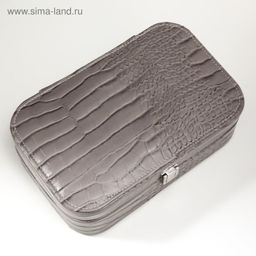 Шкатулка кожзам для украшений Кожа питона серая матовая 7х22,5х14,5 см - Simaland фото 4