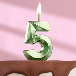 Цена за 2 шт. Свеча в торт на шпажке «Цифра 5», зеленая, 5 см