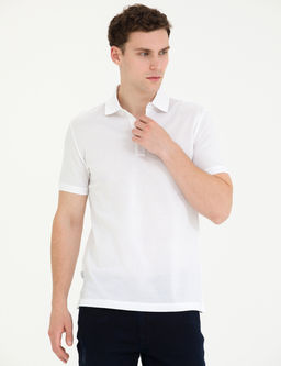 Beyaz Slim Fit Merserize Ti__rt