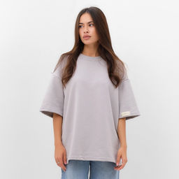 Футболка с нашивкой женская MIST Base, светло-серая, размер 48