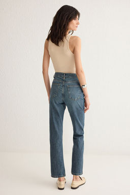 TRENDYOLMILLA Mavi Yuksek Bel Straight Jeans TWOSS25JE00106 фото 5