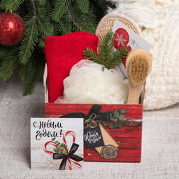 Набор новогодний подарочный Этель Счастья в Новом году полотенце 30?60 см и аксессуары (4 предмета)