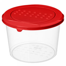 Asti Контейнер для продуктов пластмассовый 0,8л, д13см, h9,2см, круглый, красный, подходит для СВЧ (Россия)