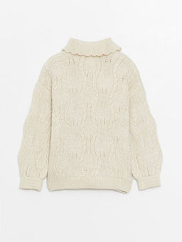 G?mlek Yaka Kendinden Desenli Uzun Kollu K?z Bebek Triko Kazak - Waikiki фото 2