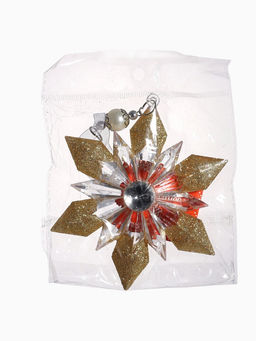 Цена за 2 шт. Ёлочная игрушка Зимнее волшебство. Снежинка - лучистая сияние, 12.511.5 см, прозрачно-золотой фото 12