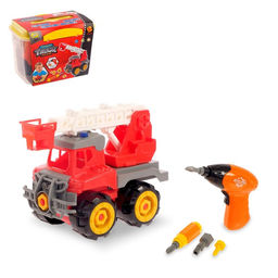 Конструктор винтовой Пожарная машина, 18 деталей, с электрическим шуруповёртом
