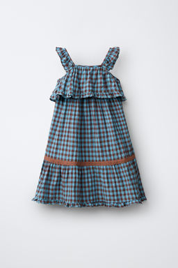 VESTIDO ESTAMPADO CUADRO VICHY / Marr?n-Azul - Zara фото 4