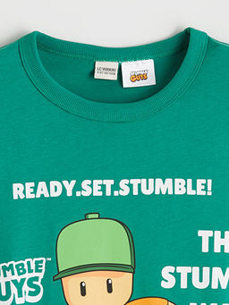 Bisiklet Yaka Stumble Guys Bask?l? Erkek ?ocuk Ti??rt