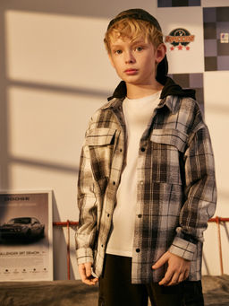 ACOOLA / Сорочка верхняя детская для мальчиков Simum серая клетка  фото 10