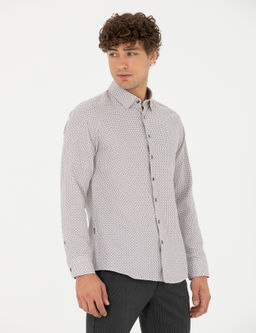 Рубашка Slim Fit коричневая с длинным рукавом