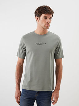 Bisiklet Yaka Bask?l? Erkek Ti??rt