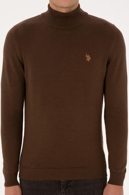 Erkek Slim Fit Bo_azl_ Kahverengi Basic Kazak - U.s. polo assn фото 6