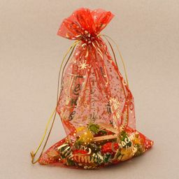 Цена за 20 шт. Мешочек подарочный новогодний органза Happy new year, 16 х 24 см +/- 1.5 см