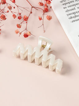 Цена за 12 шт. Крабик для волос «Глянец», зигзаг, 6.5 см, белый