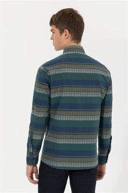 U. S. Polo Assn / Мужская зеленая рубашка с длинным рукавом - U.s. polo assn фото 11