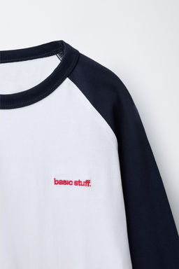 RAGLAN SLEEVE T-SHIRT WITH EMBROIDERED TEXT - Zara фото 3