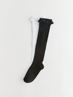 Dantel Detayl? K?z ?ocuk Diz Alt? ?orap 2li - Waikiki фото 2