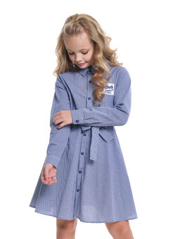 Платье из набивного хлопка с пояском UD 3736 син круп клетка - Mini maxi фото 11