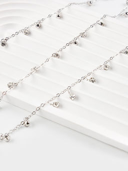 Цепочка со стразами 4 мм. L=100 см, мелкое плетение 2*1,8 мм, цвет серебро