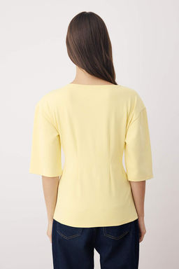 Kahverengi Interlok Peplum/Belden Oturmal? Esnek Orme Bluz TWOAW26BZ00187 - Trendyolmilla фото 8