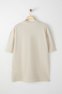 TRENDYOL MAN Kahverengi Oversize/Genis Kesim Dokulu Basic %100 Pamuklu Tok Kumas T-shirt TMNSS25TS00058 - Trendyolmilla фото 9