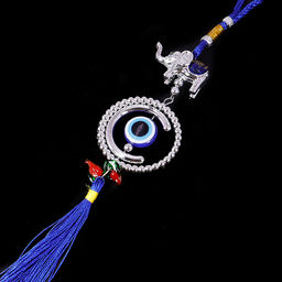 Подвеска Серебрянный Слоник и глаз Фатимы символ-оберег приумножает и сохраняет богатство 33см